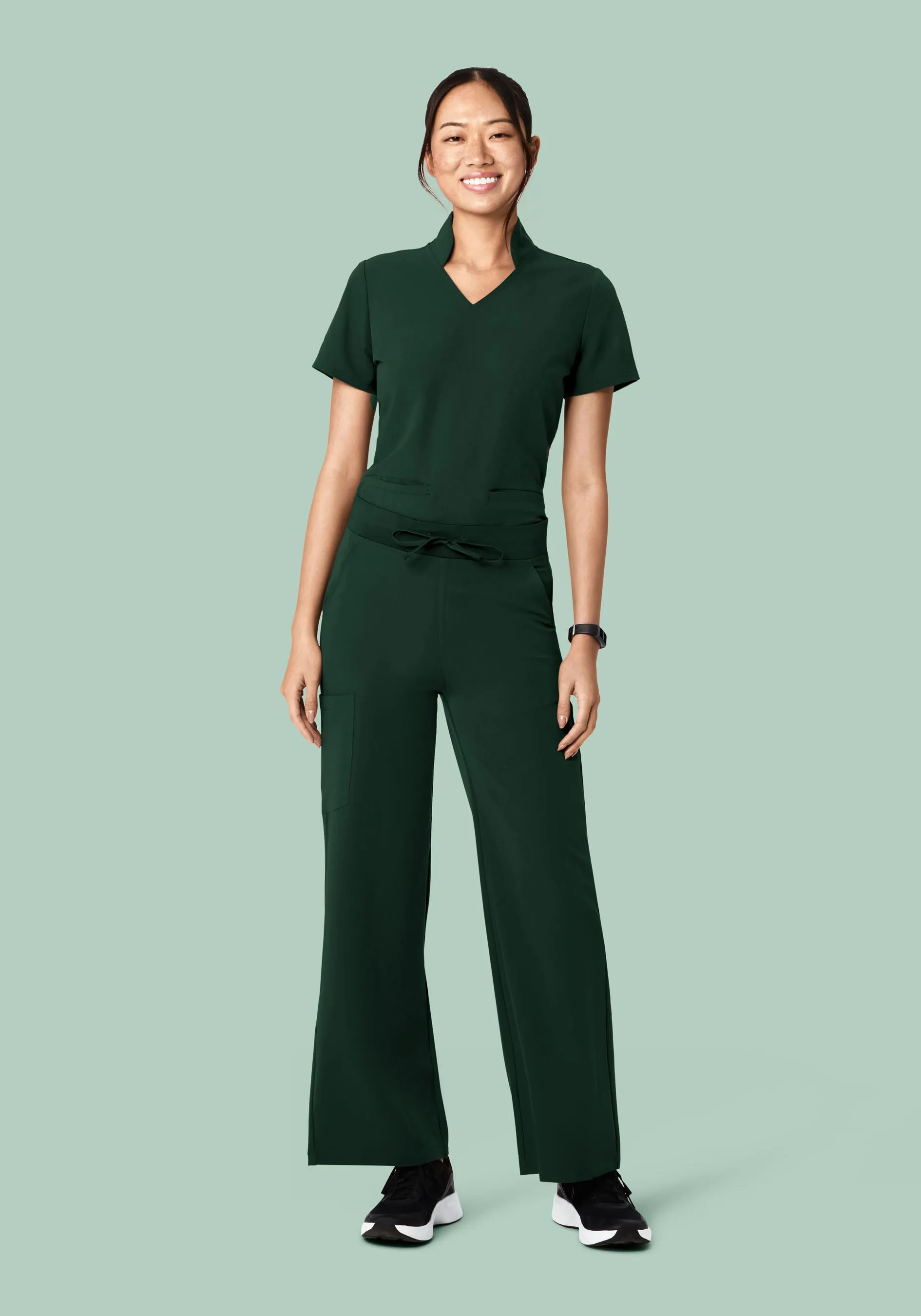 High Waisted Wide Leg Midnight Green