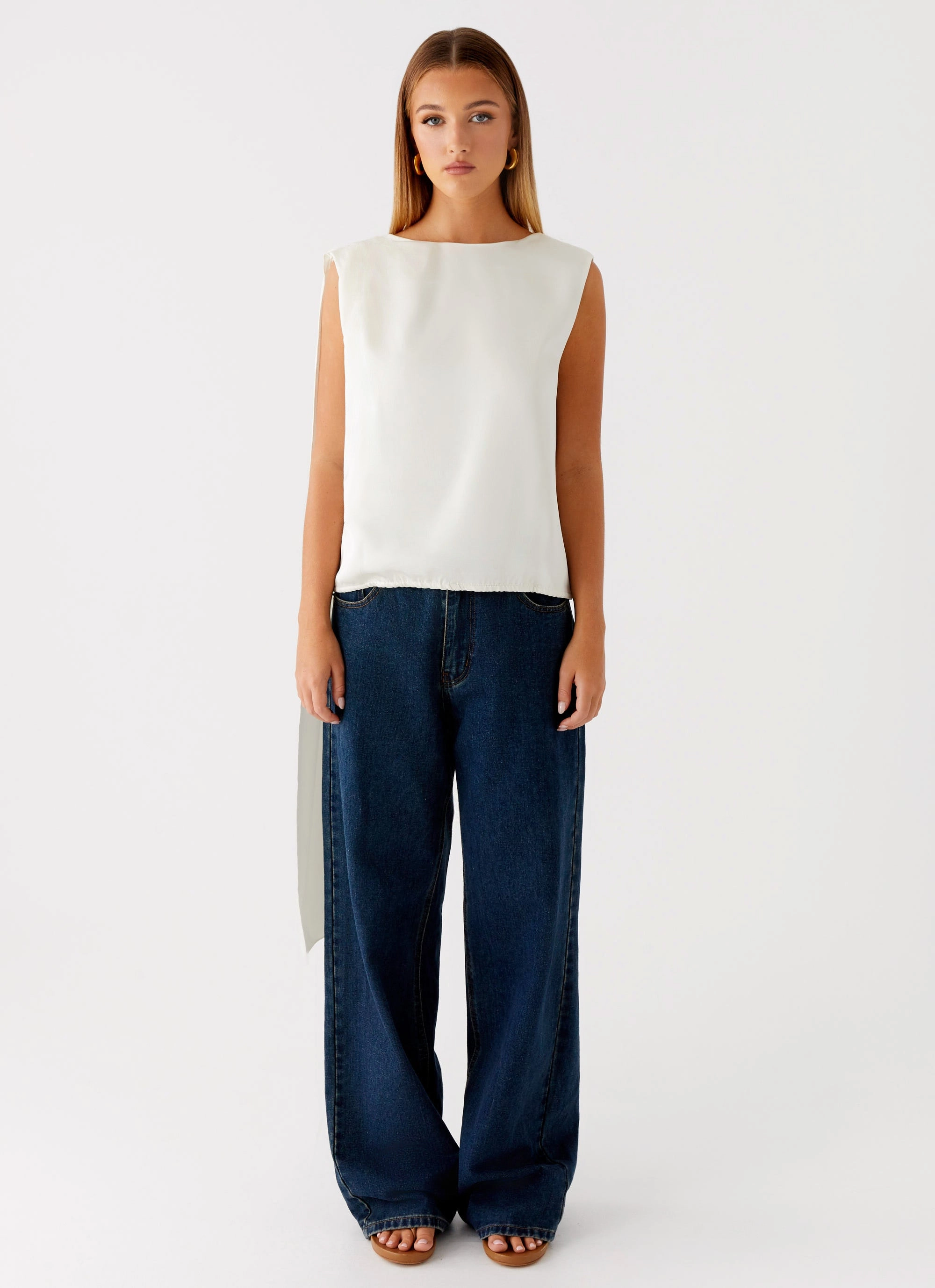 Basic Sweatshirt Mojito Cowl Top - Ivory