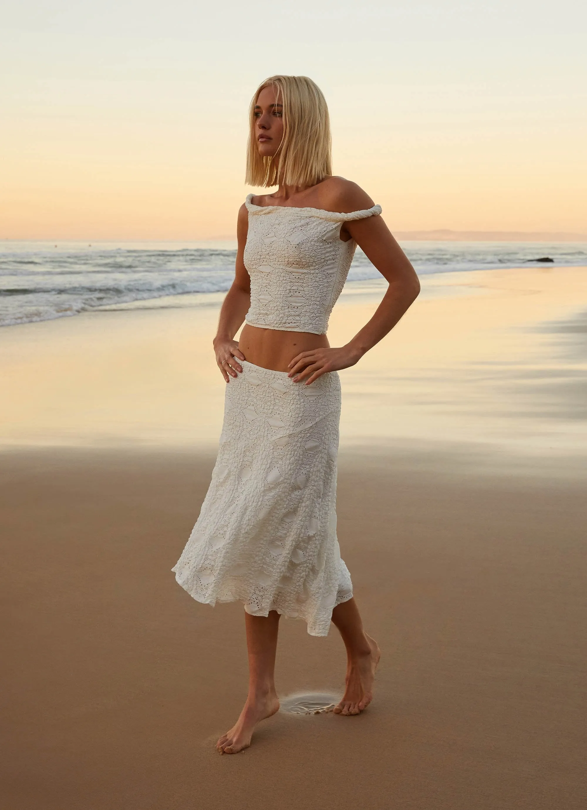 Diamond Sky Top - White YarnDyed Stripes