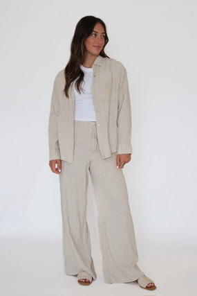 Henri Linen Pant - Flax AntiPillingTreatment