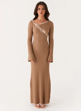 Hilary Crochet Maxi Dress - Tan Night Style Smart Glide