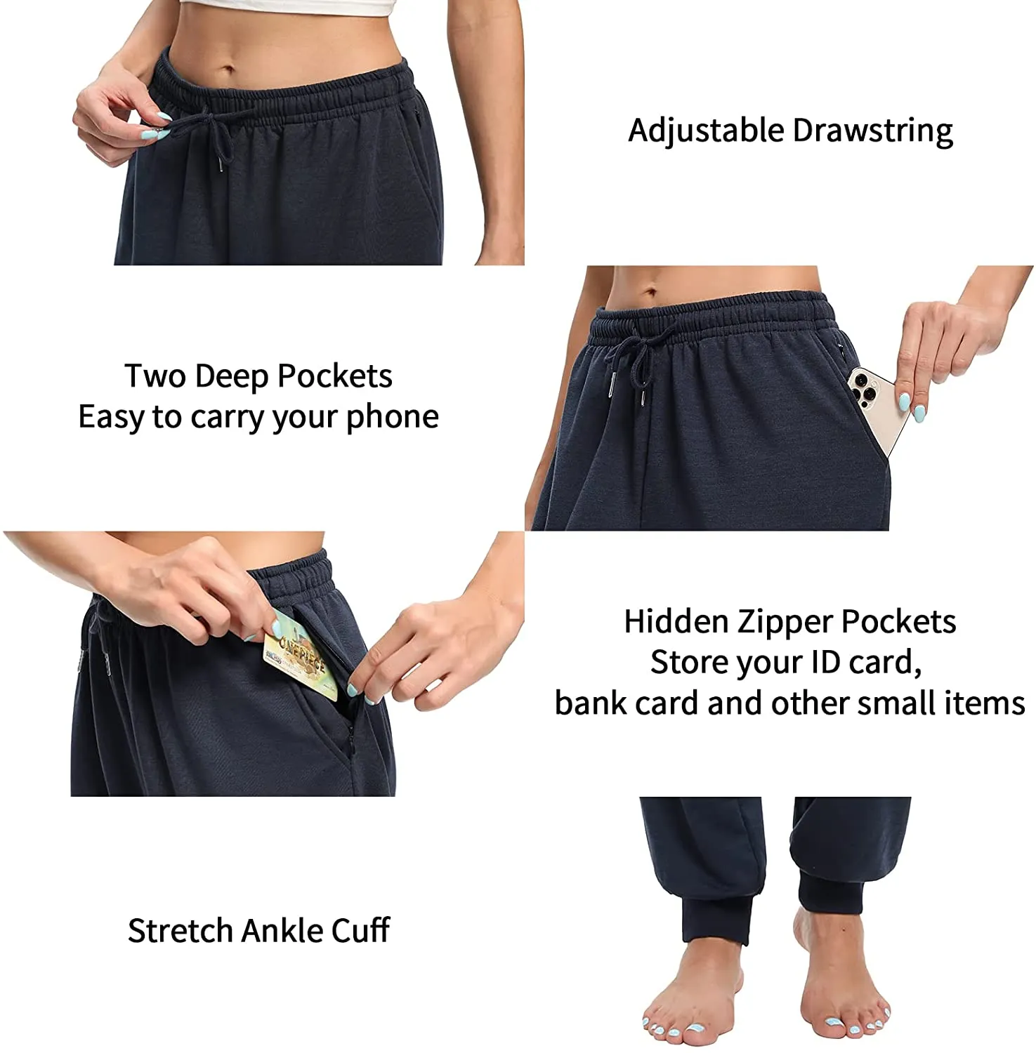 Hisir Homme Womens Yoga Sweatpants Comfy Lounge Jogger Pants Drawstring Loose Elastic Waisted Casual Pants with Pockets