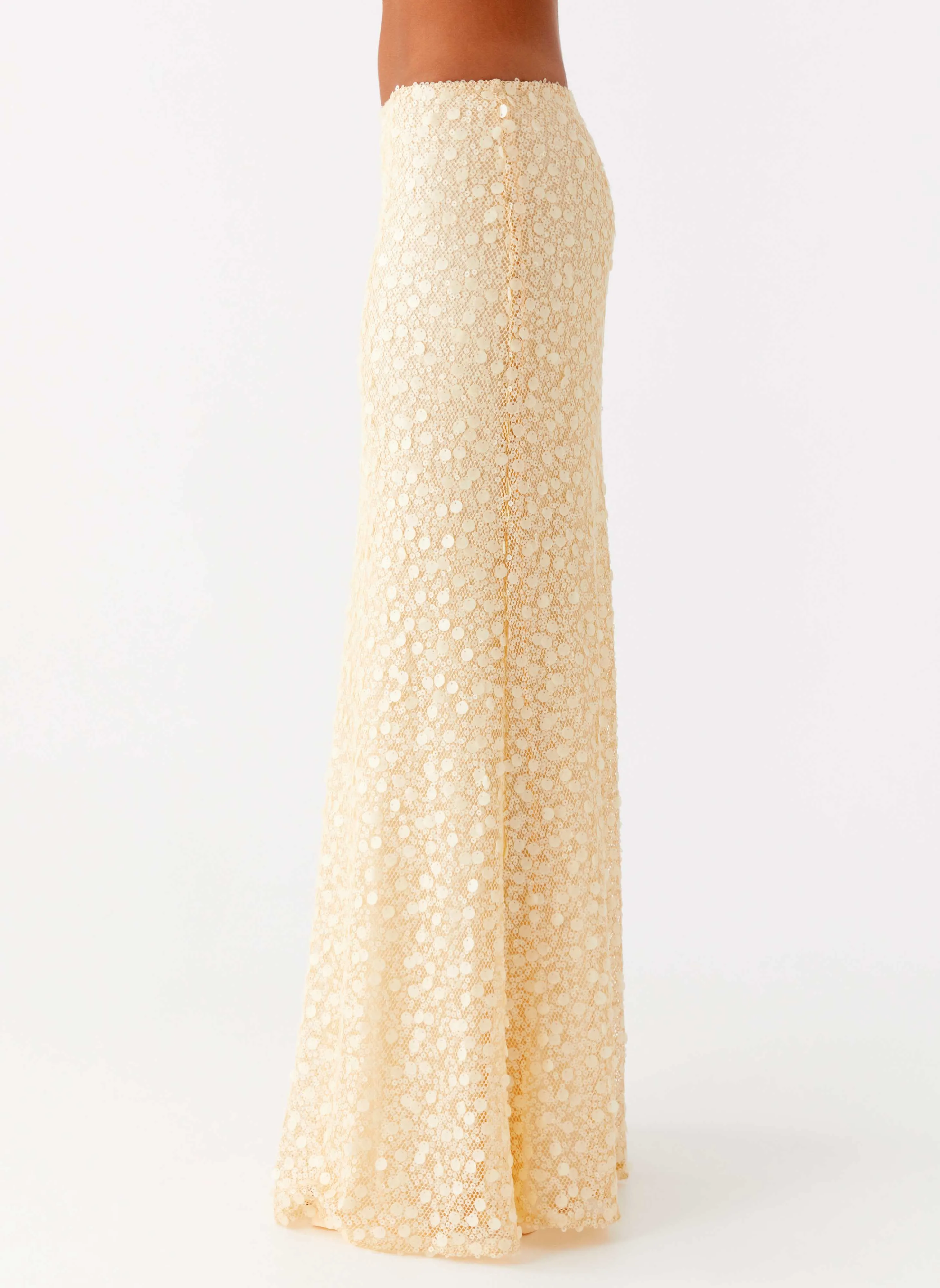 Sustainable Honestly Sequin Maxi Skirt - Yellow