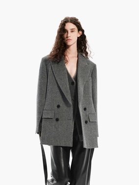 HoodedStyle MultiPocket Configuration Herringbone Structured Coat