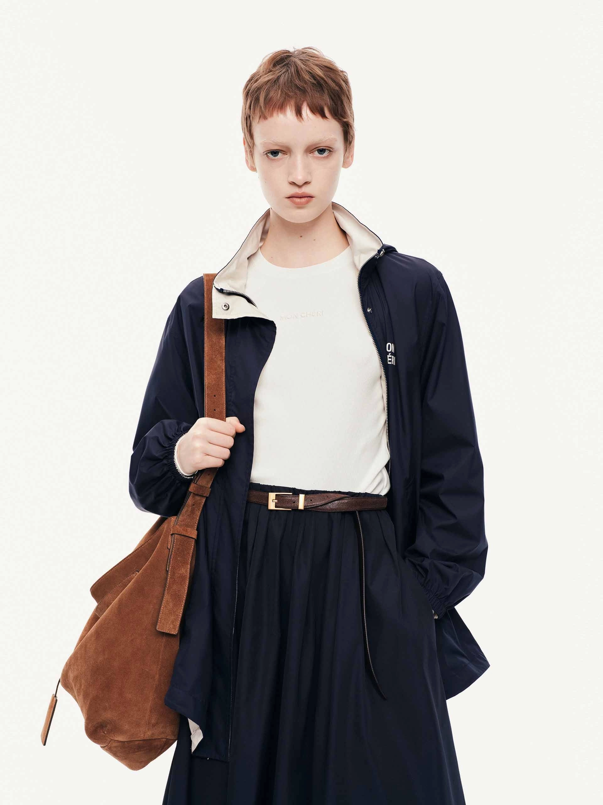 Hooded Zipper Coat Minimal Travel Look Thermal regulation