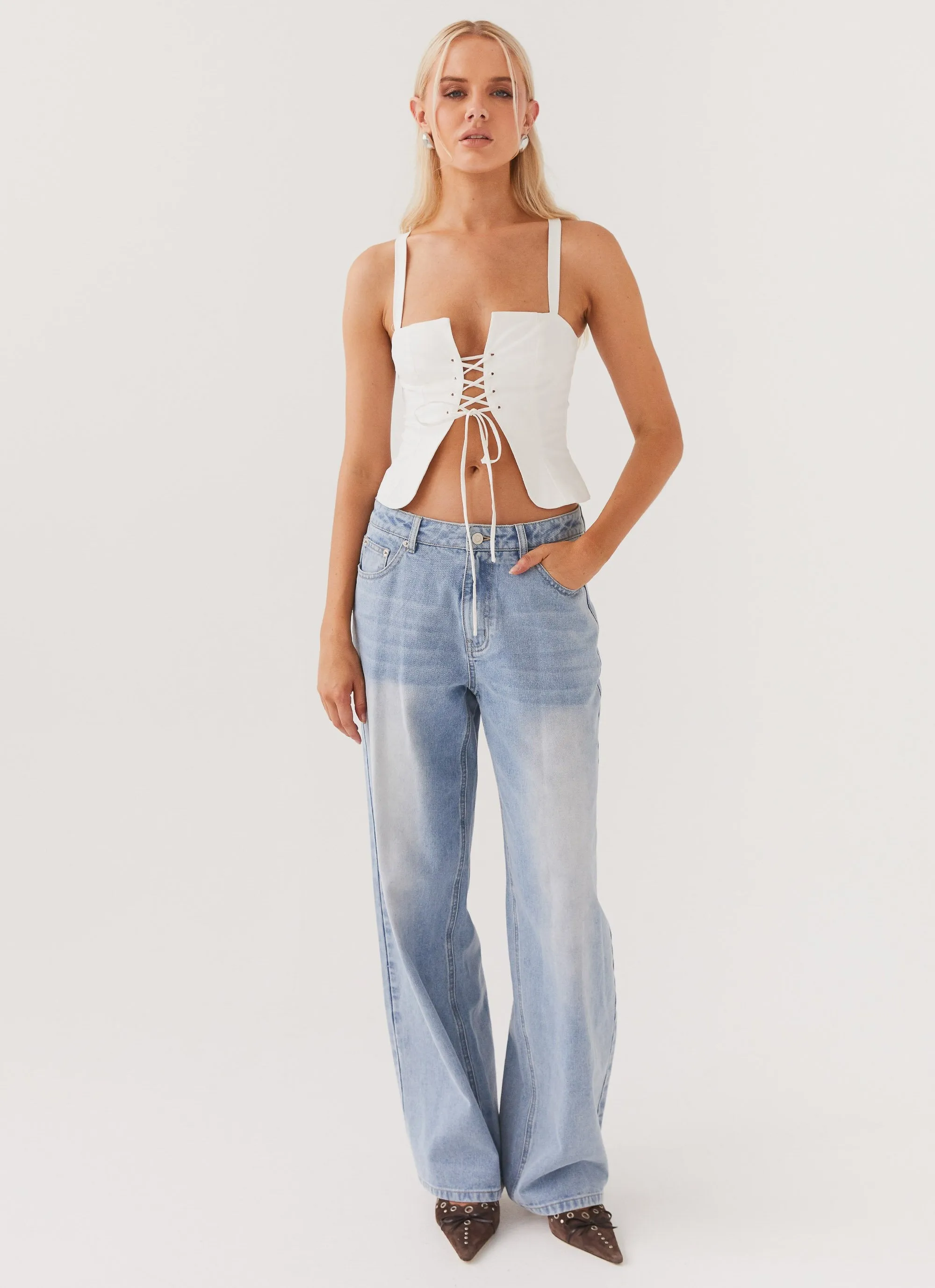 Hopeful Hearts Bustier Top - White Lightweight Jacket