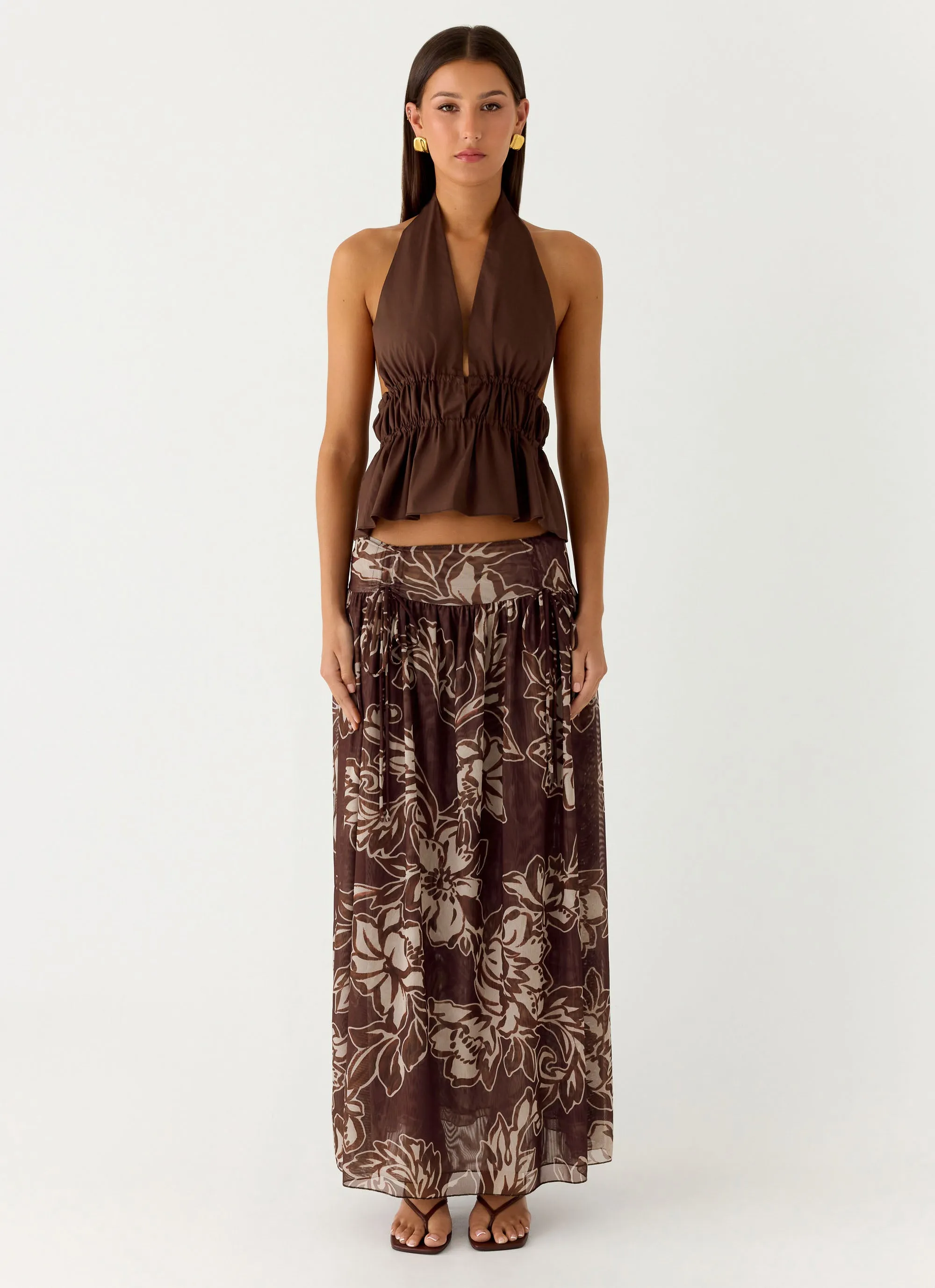 Timeless Trend Hot Like Me Maxi Skirt - Espresso Meadow