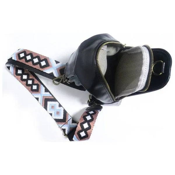 Hot vegan leather fanny packs with guitar strap