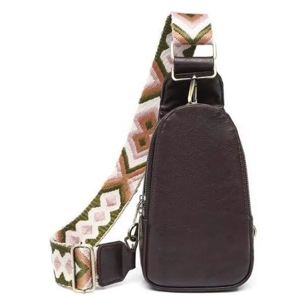Hot vegan leather fanny packs with guitar strap
