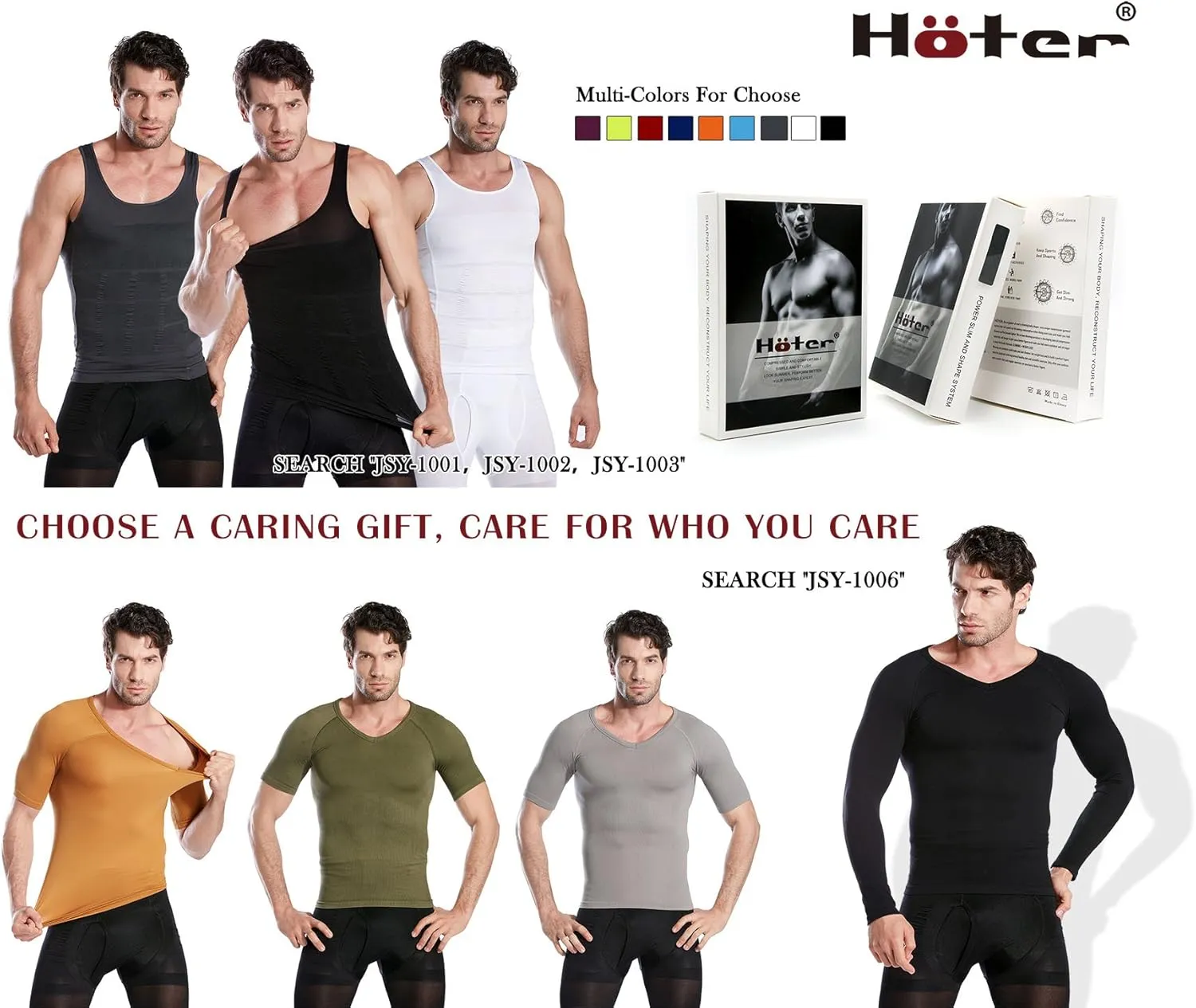 HTER Mens Slim and Tight Super Soft Compression & Slimming Shaper V-Neck Compression Shirt