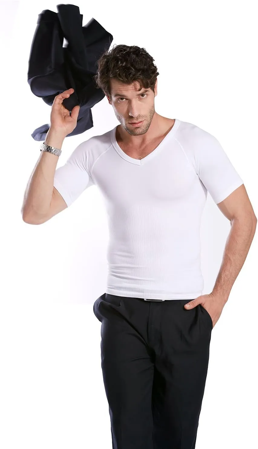 HTER Mens Slim and Tight Super Soft Compression & Slimming Shaper V-Neck Compression Shirt