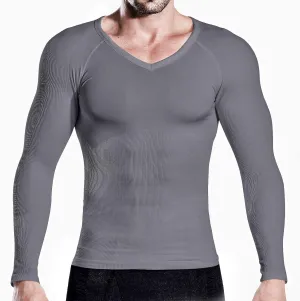 HTER Mens Slim and Tight Super Soft Compression & Slimming Shaper V-Neck Compression Shirt