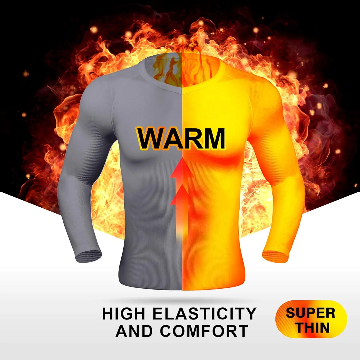 HTER Mens Slim and Tight Super Soft Compression & Slimming Shaper V-Neck Compression Shirt