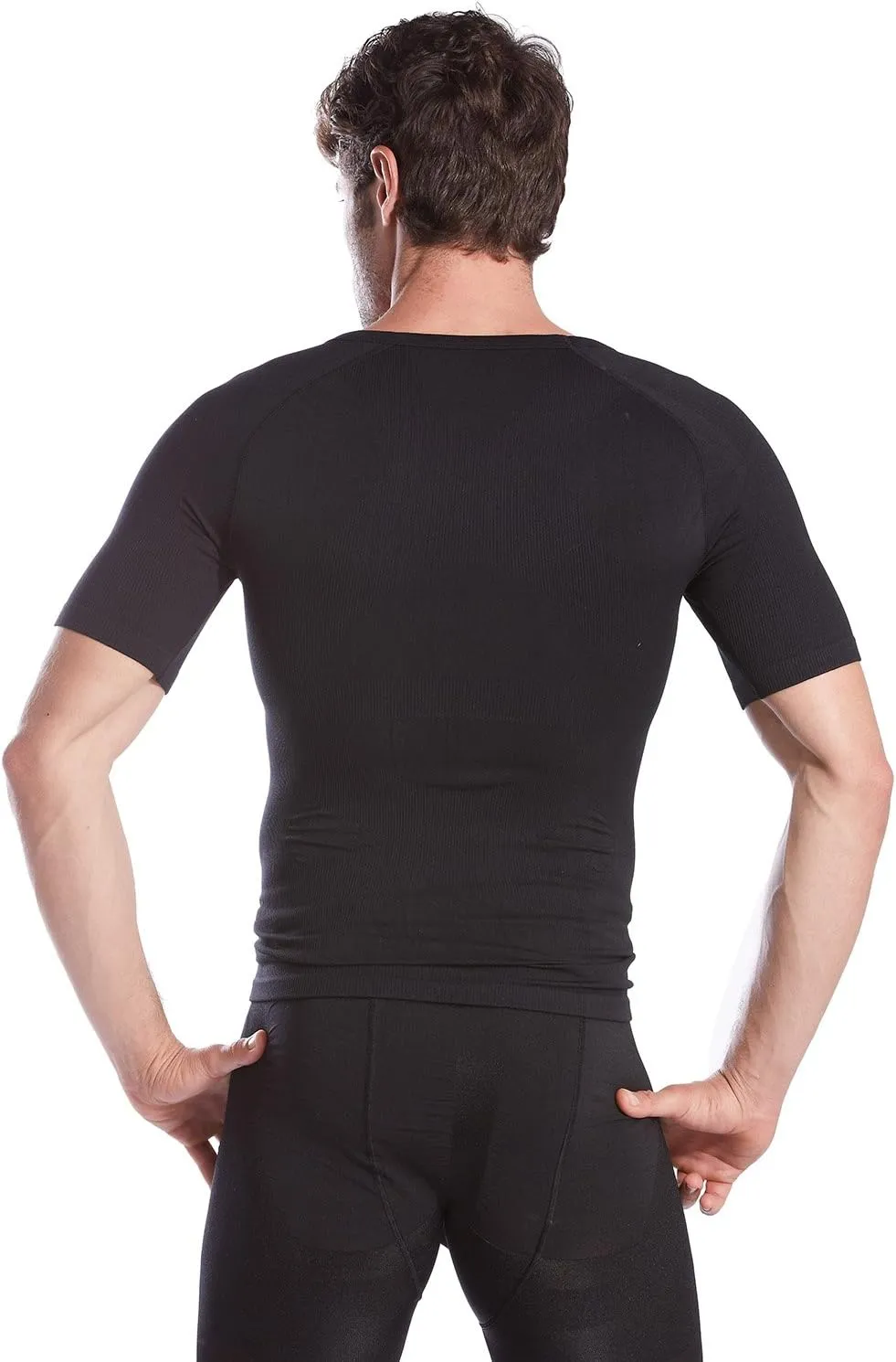 HTER Mens Slim and Tight Super Soft Compression & Slimming Shaper V-Neck Compression Shirt