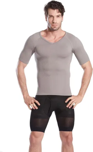 HTER Mens Slim and Tight Super Soft Compression & Slimming Shaper V-Neck Compression Shirt