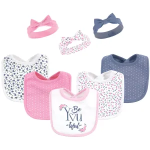 Hudson Baby Cotton Bib and Headband or Caps Set, Beyoutiful