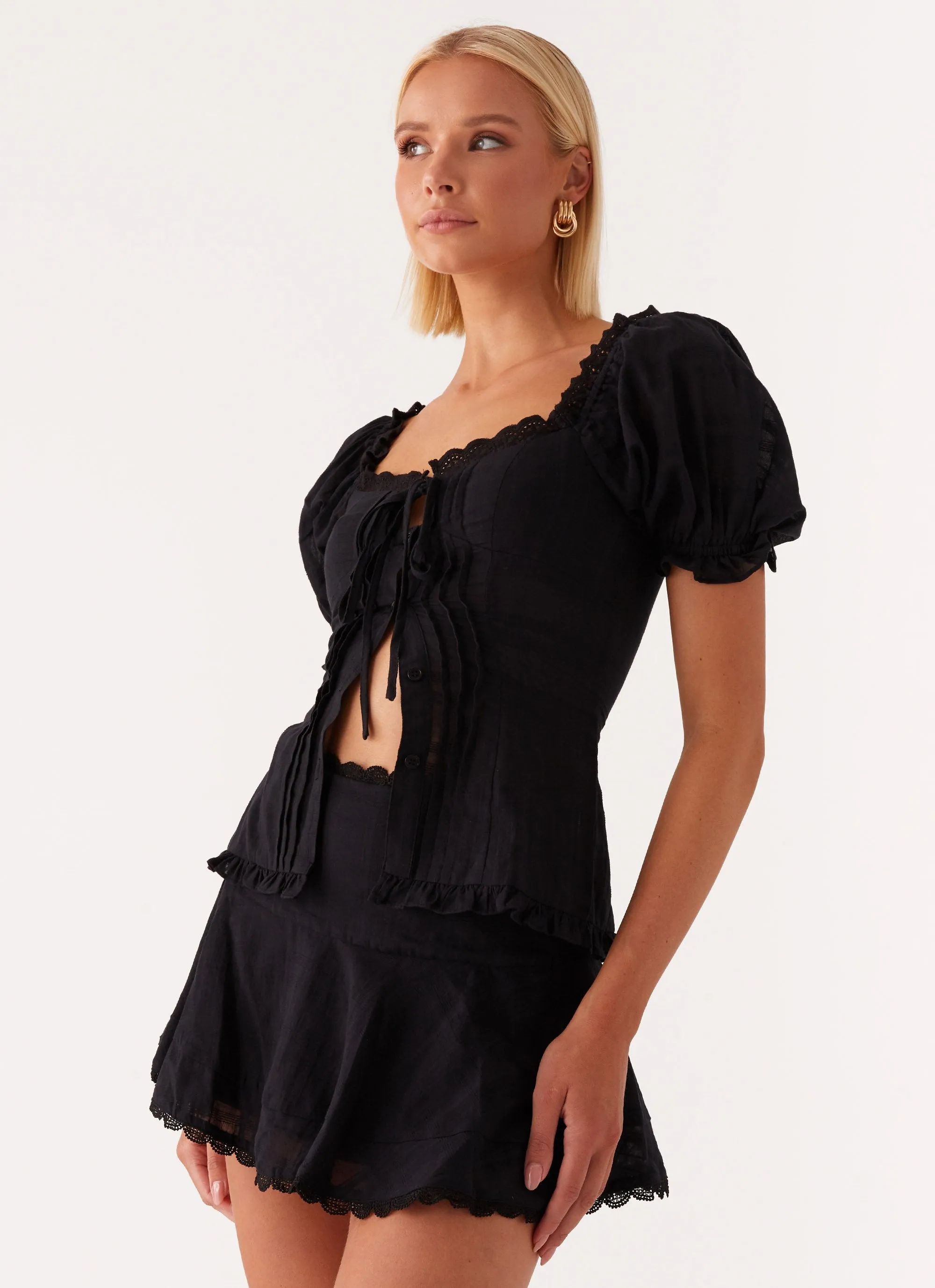 Hundred Percent Mini Skirt - Black casual finish Faux Leather