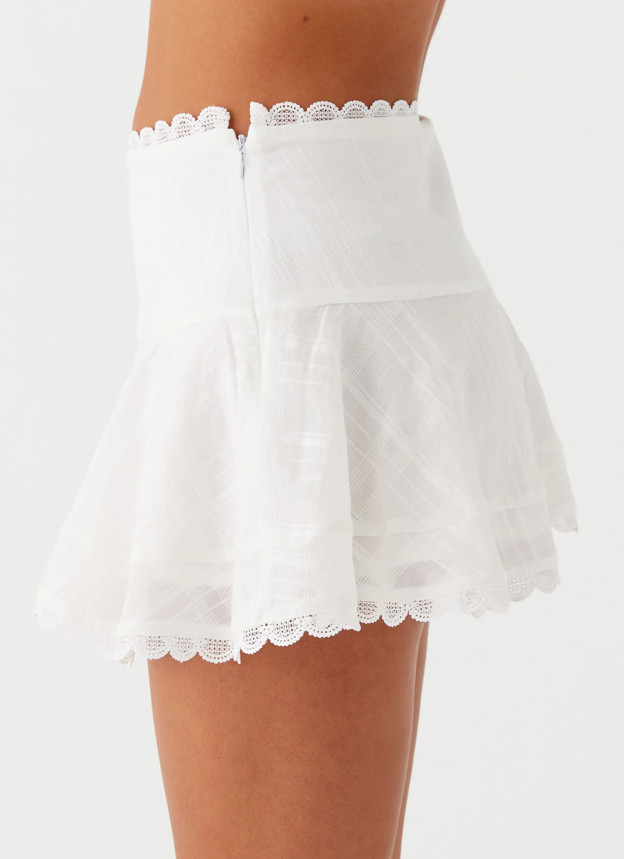 Polished Touch Hundred Percent Mini Skirt - White