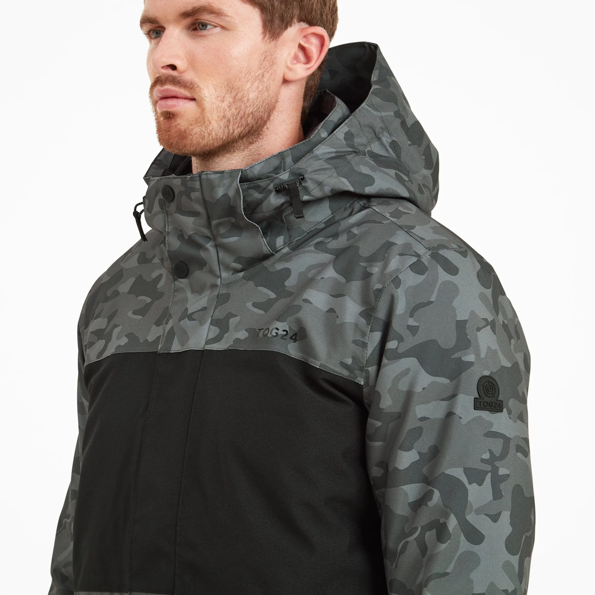 Hunsworth Mens Ski Jacket - Steel Grey Camo/Black