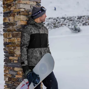 Hunsworth Mens Ski Jacket - Steel Grey Camo/Black