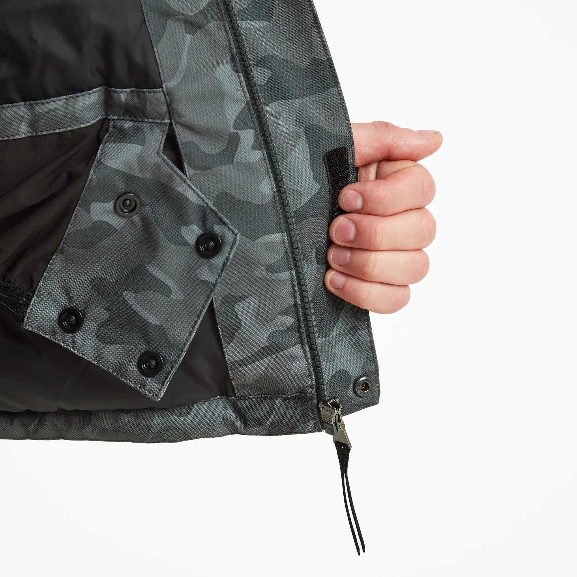 Hunsworth Mens Ski Jacket - Steel Grey Camo/Black