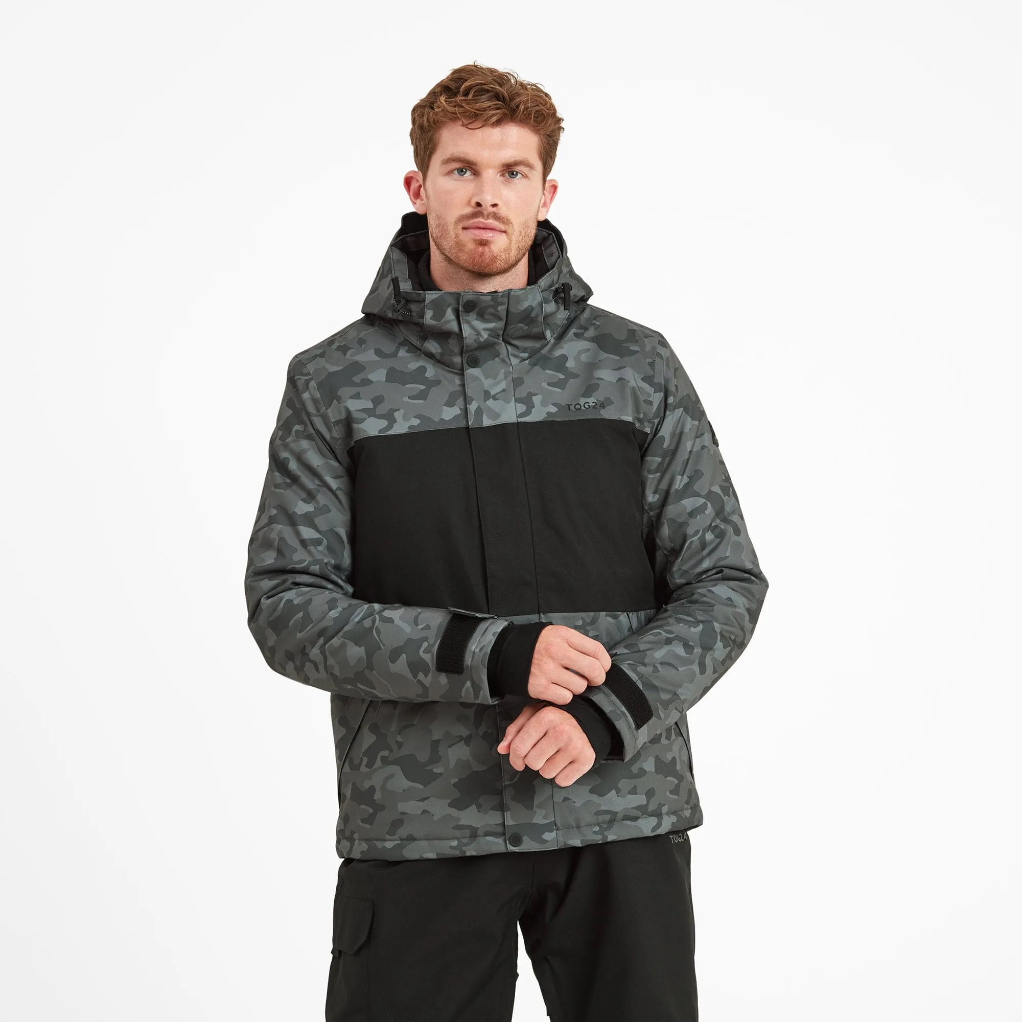 Hunsworth Mens Ski Jacket - Steel Grey Camo/Black