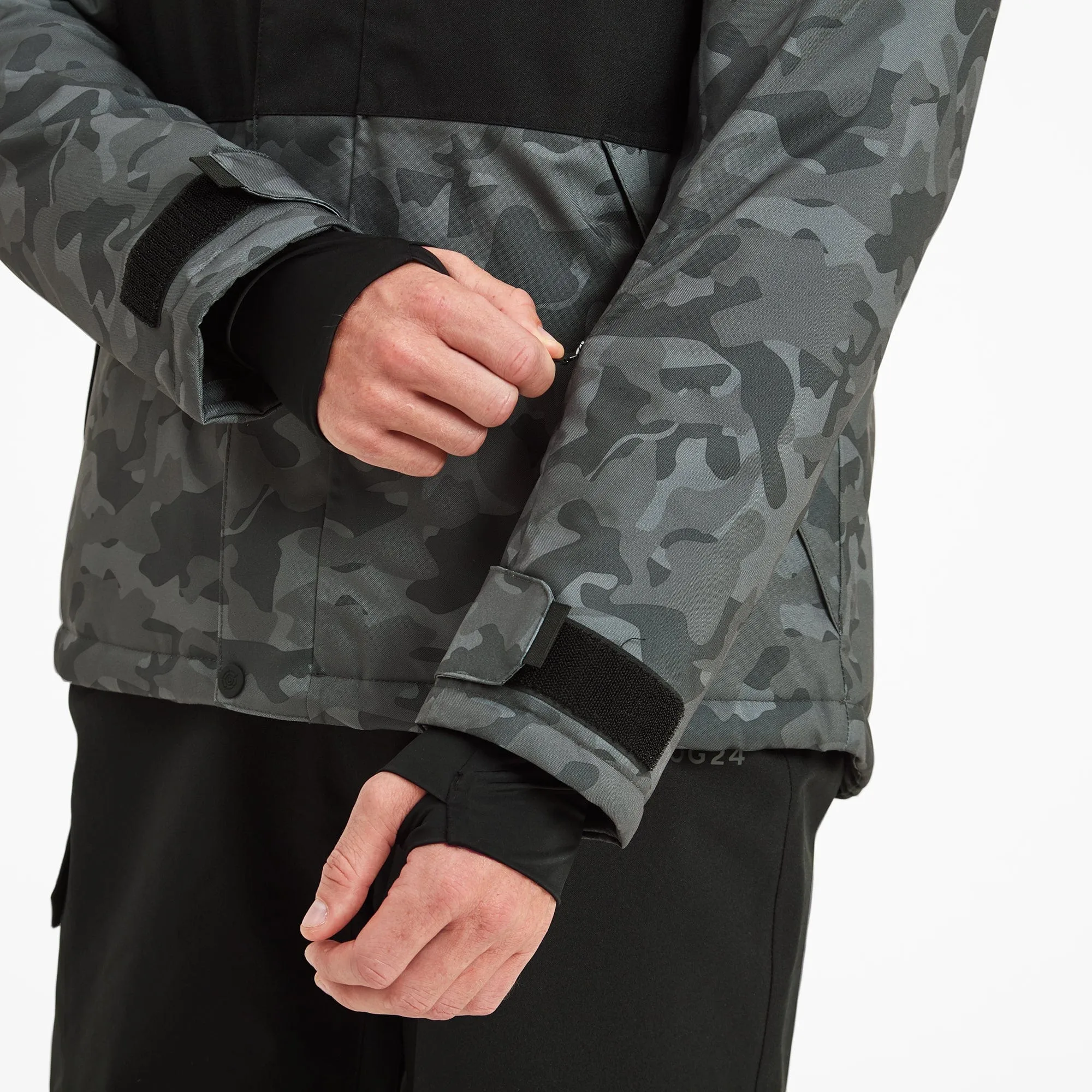 Hunsworth Mens Ski Jacket - Steel Grey Camo/Black