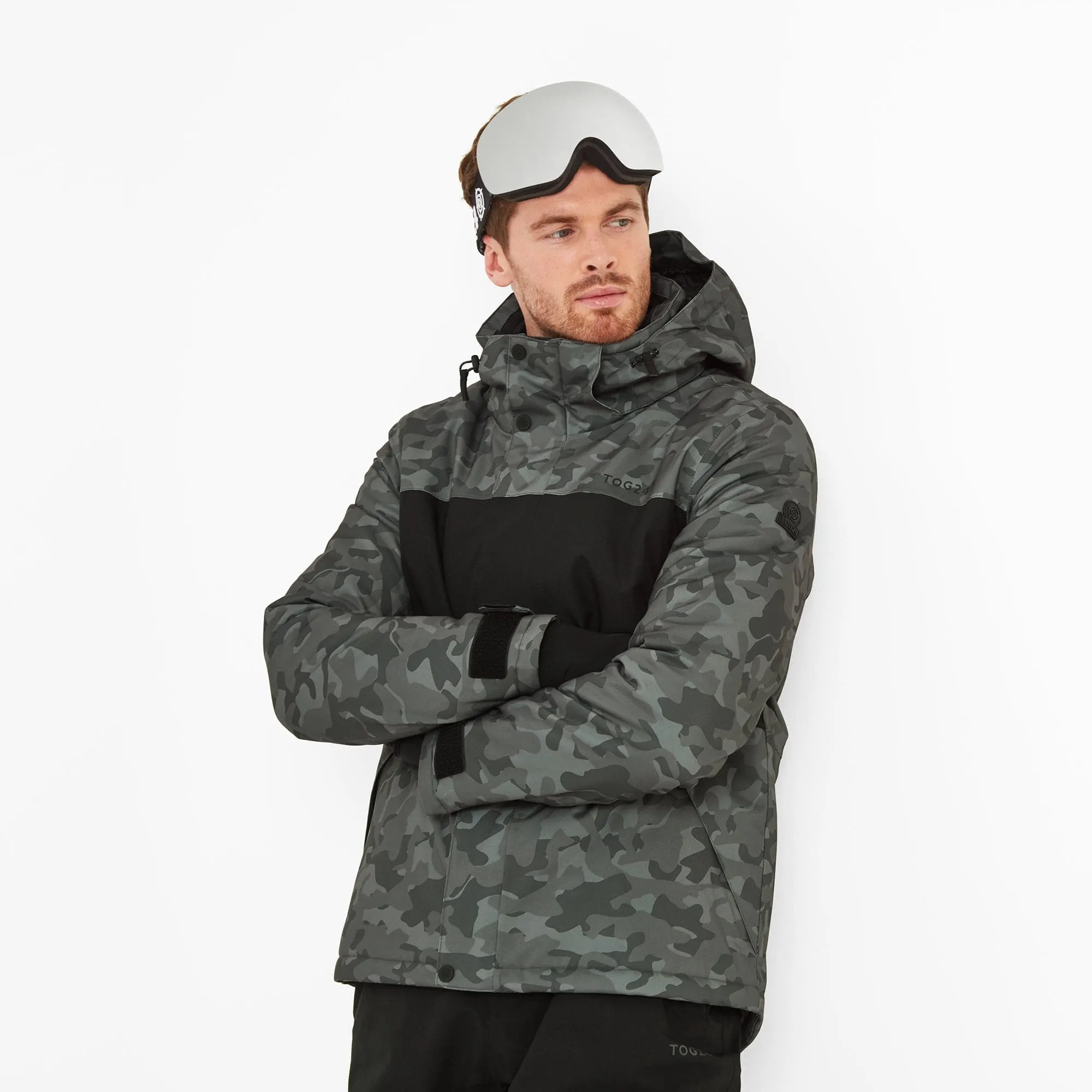Hunsworth Mens Ski Jacket - Steel Grey Camo/Black