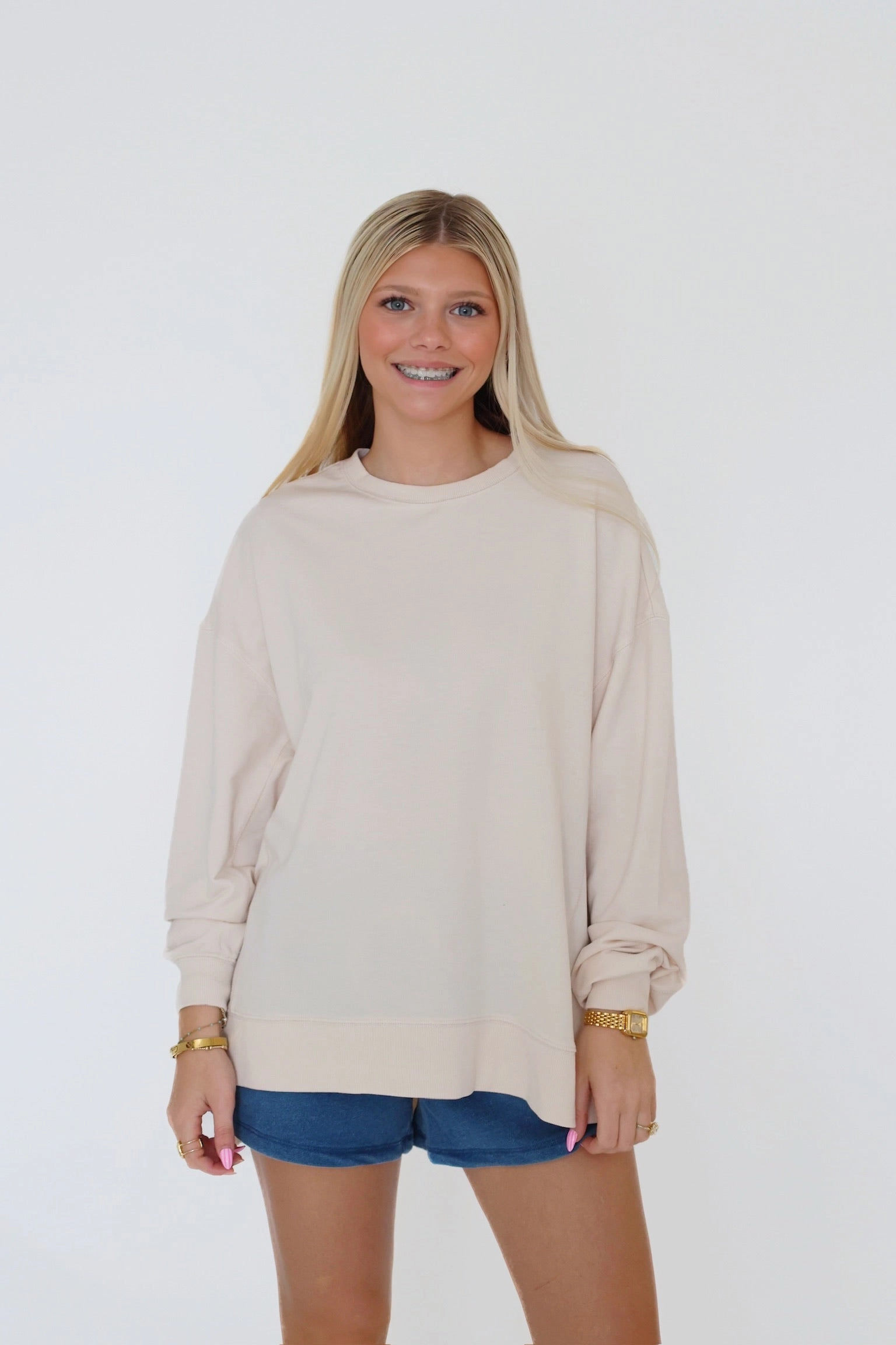 Sleeveless Top Bonded Hemline Hunter Knit Denim Short