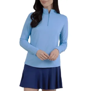 IBKUL Women's Solid Long Sleeve Zip Mock Neck - Peri