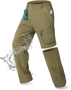 IGOLUMON Mens Hiking Pants Convertible Quick Dry Cargo Pants Water Resistant Lightweight Zip Off Outdoor Pants with 6 Pockets
