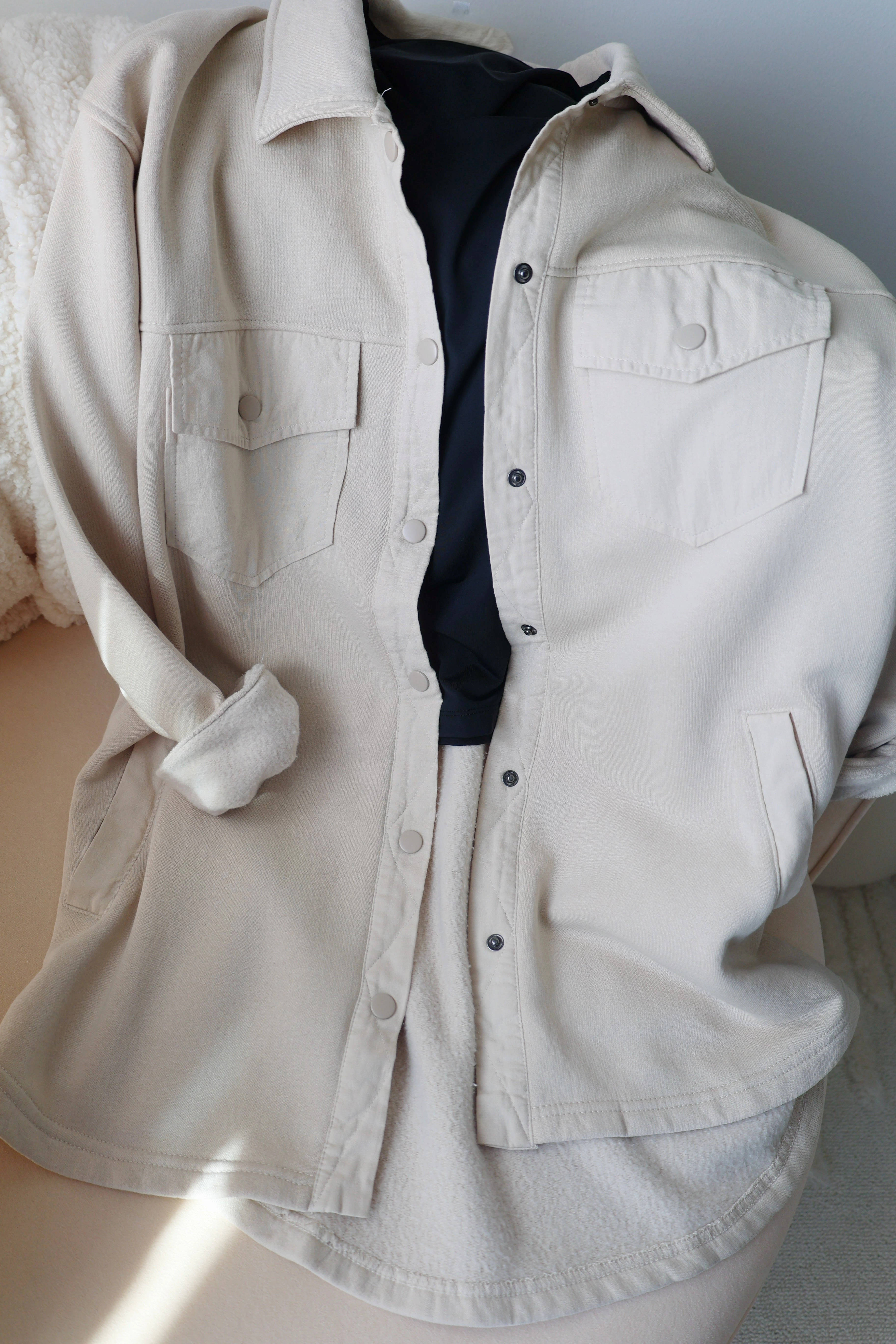 QuickPackFoldableDesign In A Snap Shacket- Natural