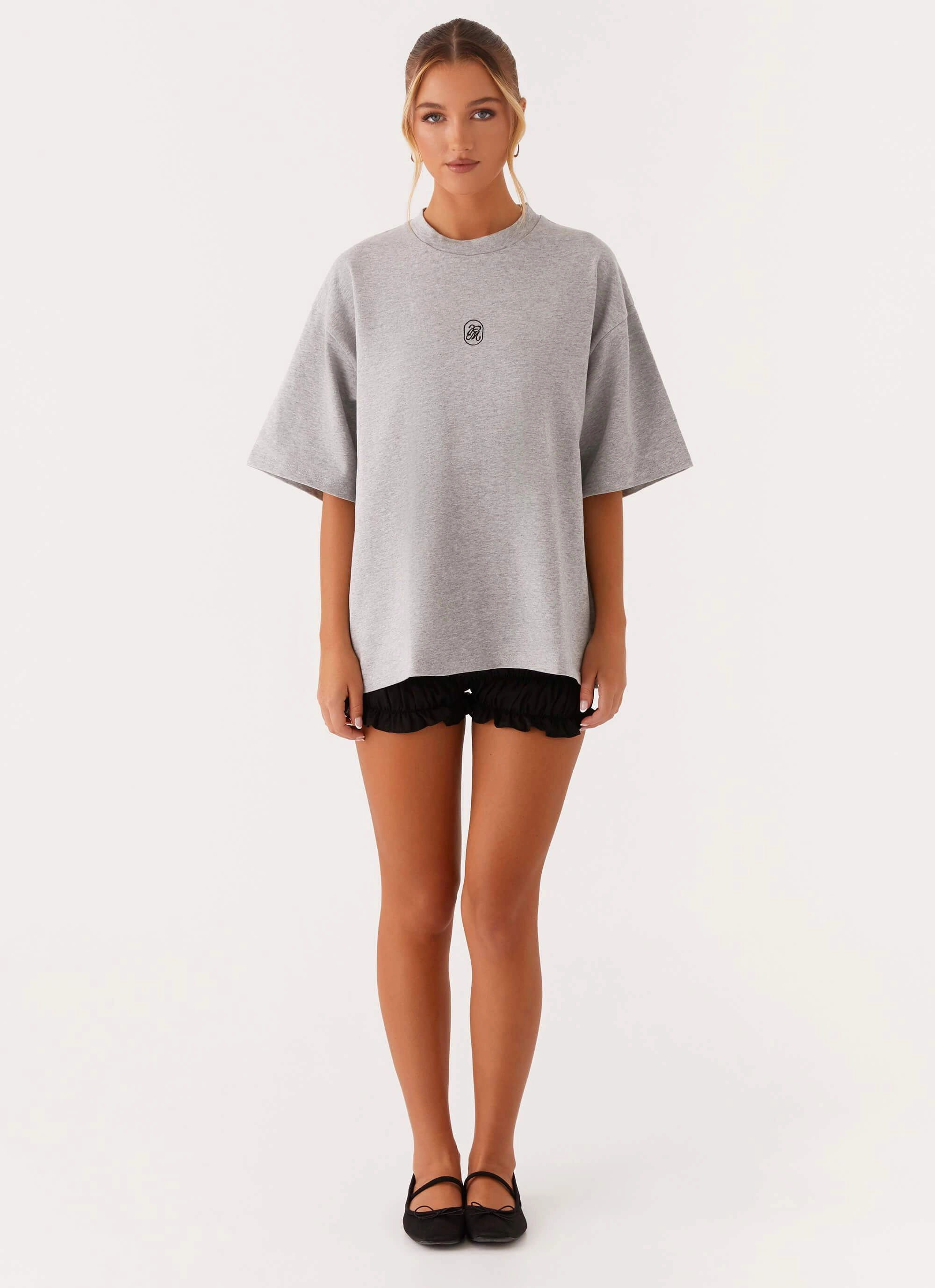 Bohemian Fresh Trend Signature Oversized Tee - Grey