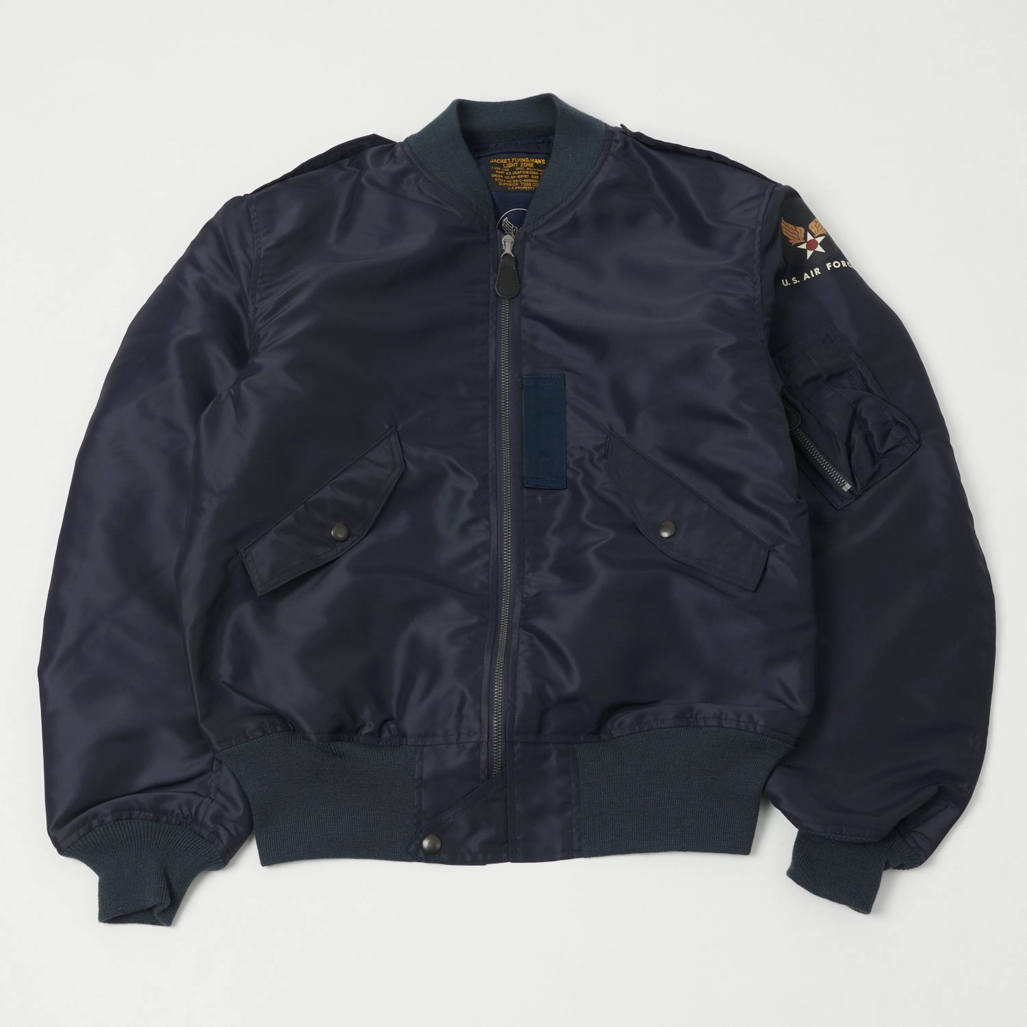 Anti Snag Fabric Reinforced Elbows Buzz Rickson's L-2A 'Superior Togs' Flight Jacket - Navy