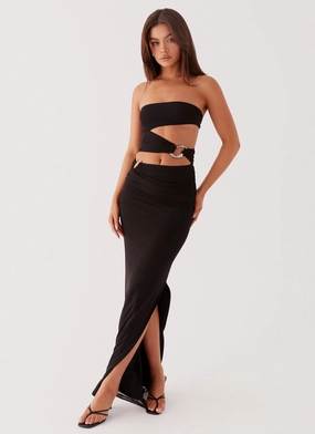 Into Pieces Mesh Maxi Dress - Black Timeless-Classic
