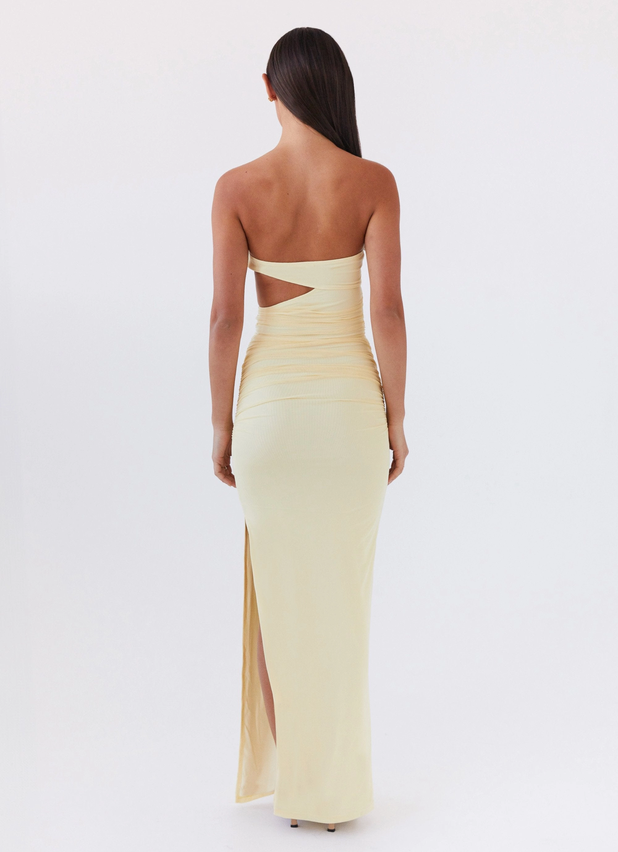 Into Pieces Mesh Maxi Dress - Lemon Chic Tone