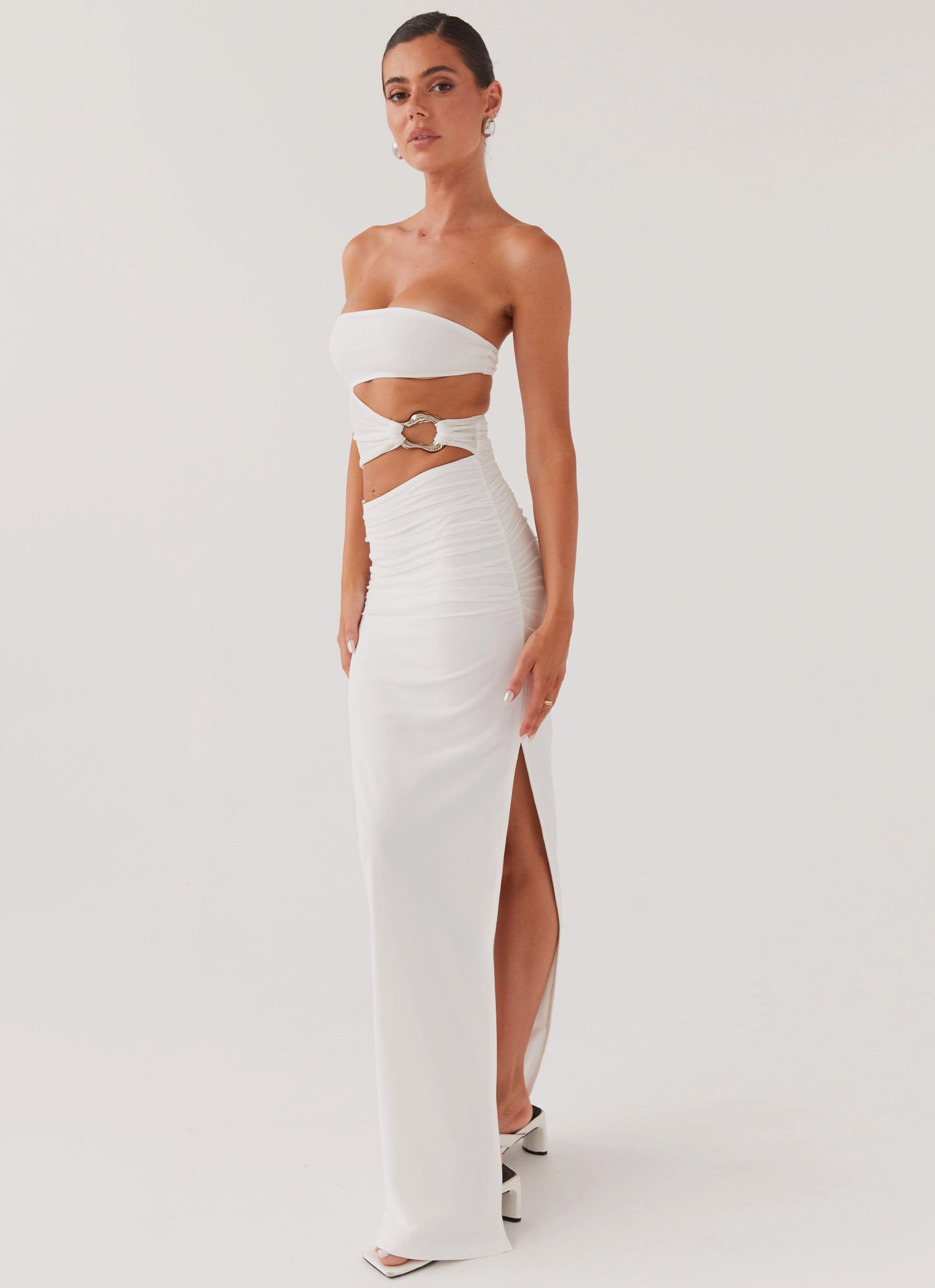 Into Pieces Mesh Maxi Dress - White Daily Comfort Cool Movement