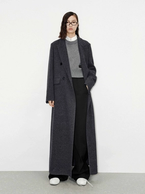 anti slip grip Merino Wool Long Overcoat