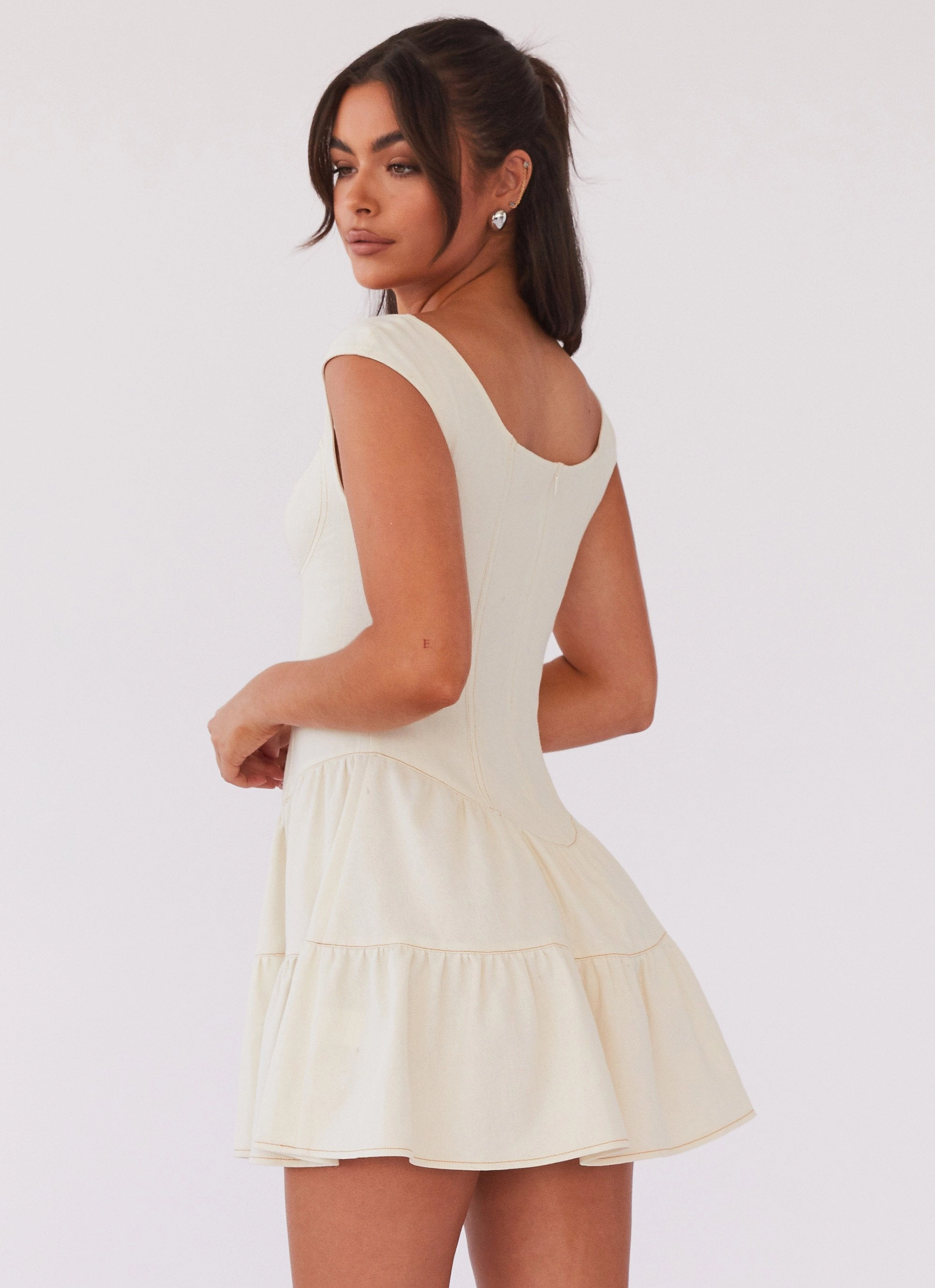 Isabella Denim Bustier Dress - Antique Relaxed Wear Retro Mood