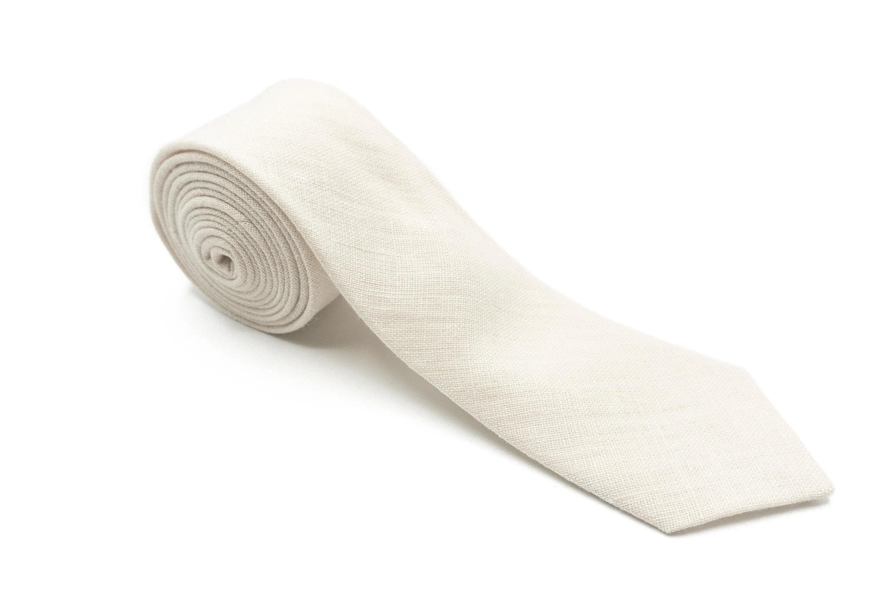 Ivory Linen Suspender and Bow Tie Set for Groomsmen and Boys