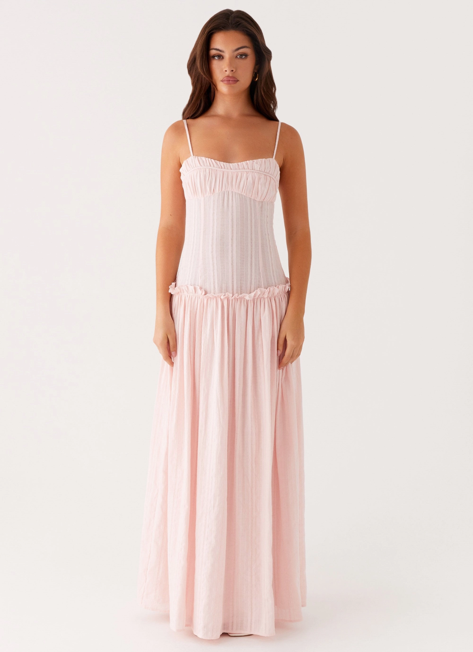 Jacinda Drop Waist Maxi Dress - Pink Global Style