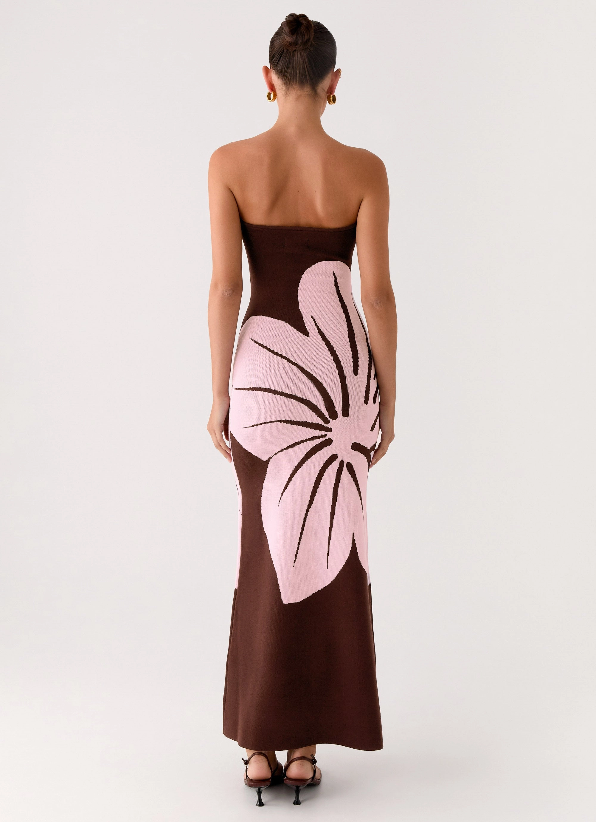 Feminine Charm Jala Strapless Knit Maxi Dress - Espresso Meadow