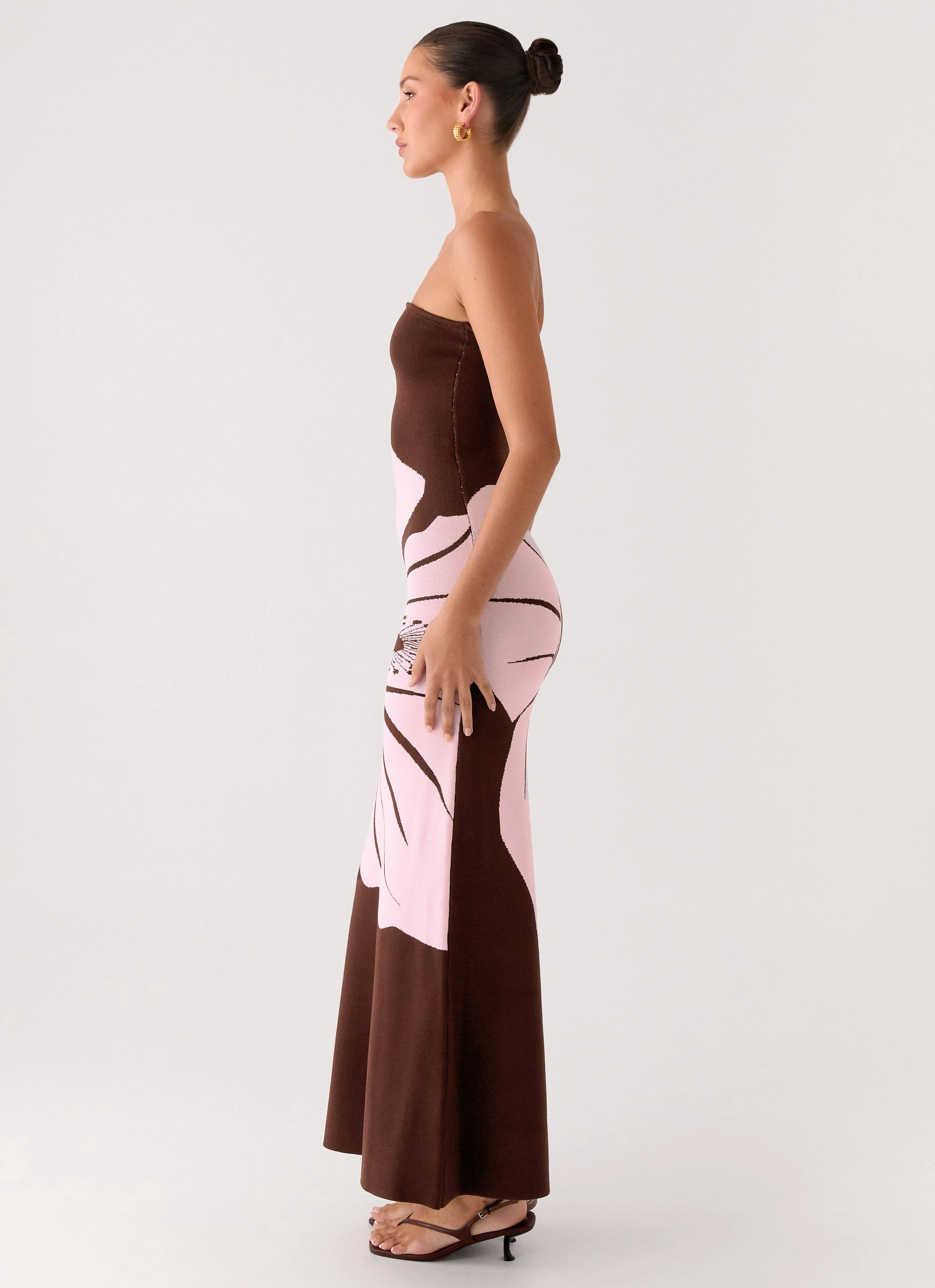 Bless Glow Jala Strapless Knit Maxi Dress - Espresso Meadow