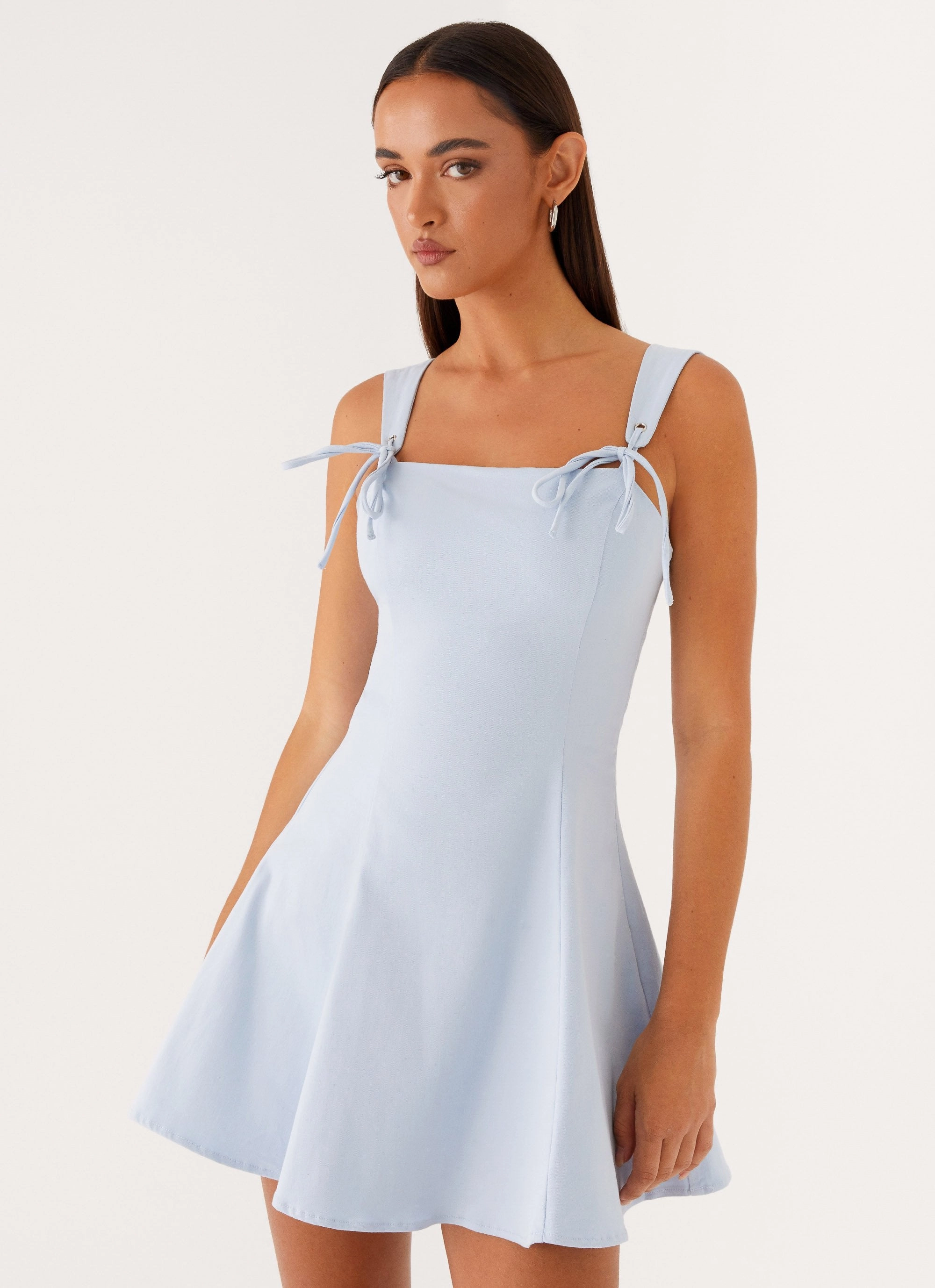 Fresh Aesthetic Chill Vibes Jamaya Tie Mini Dress - Blue
