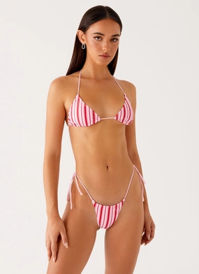 Anti Chafing Seams Jaspa Bikini Top - Pink Stripe
