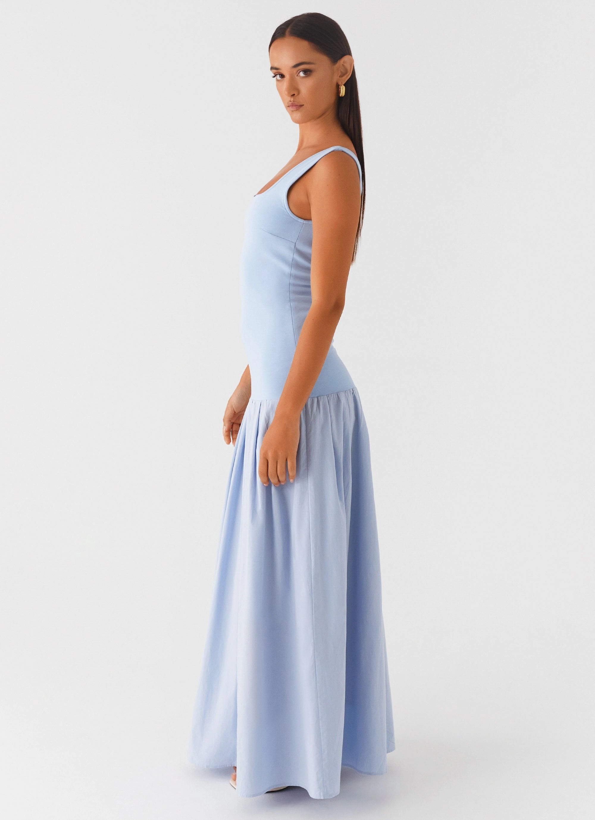 Jaxon Maxi Dress - Blue Sleek Waist