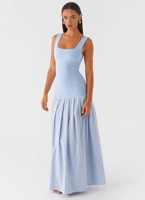 Jaxon Maxi Dress - Blue Light Shape Effortless Waist Design