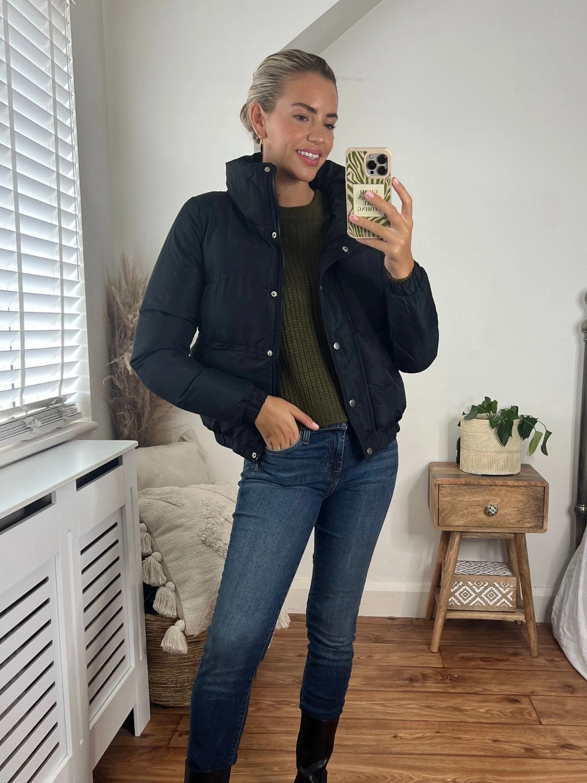 Jazmin High collar Puffer Jacket / Black OdorControl Technology ReinforcedHem