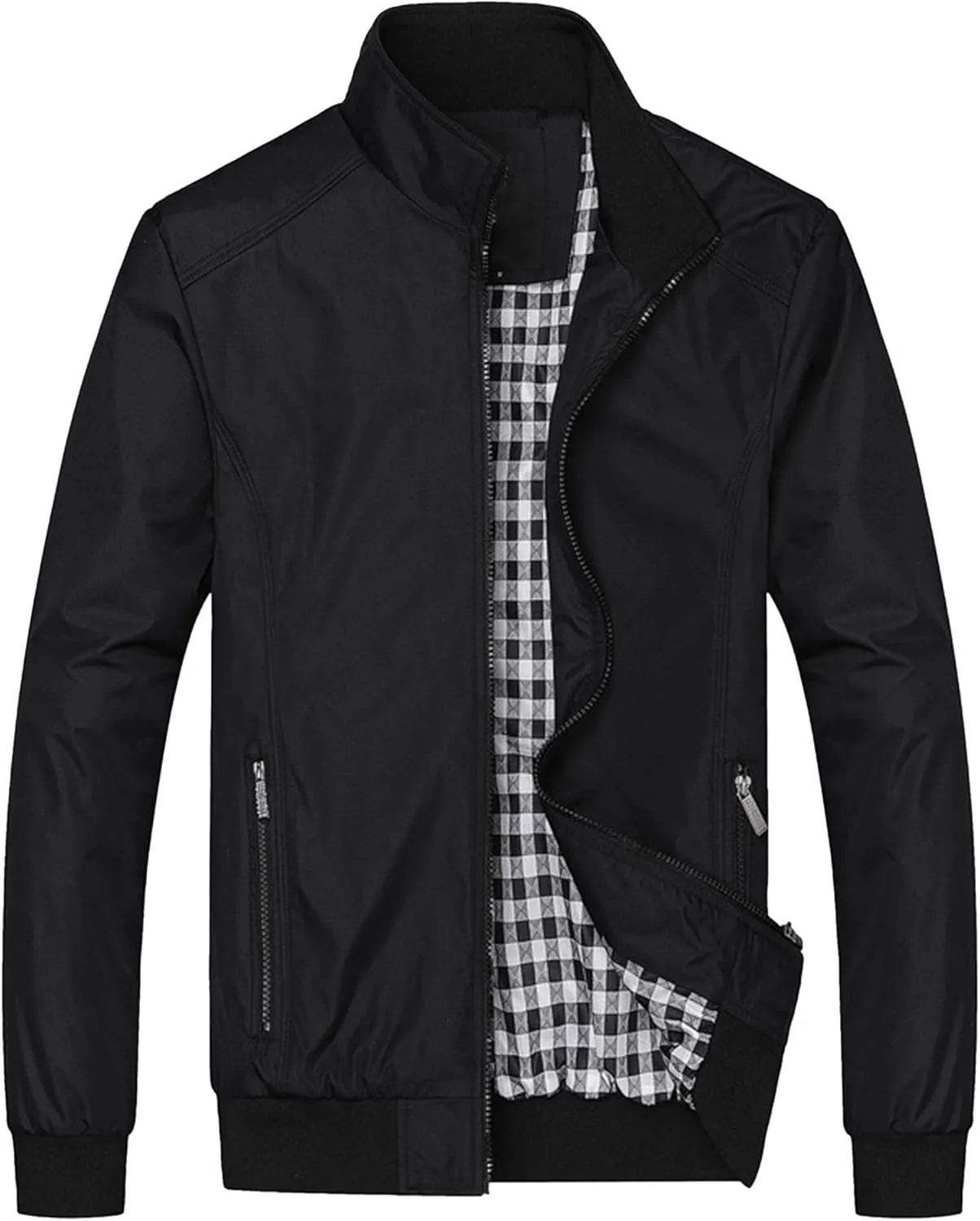 JEsilunmaMY Men's Business Casual Bomber Jackets Stand Collar Cotton Lightweight Jackets Windproof Sportswear Windbreaker