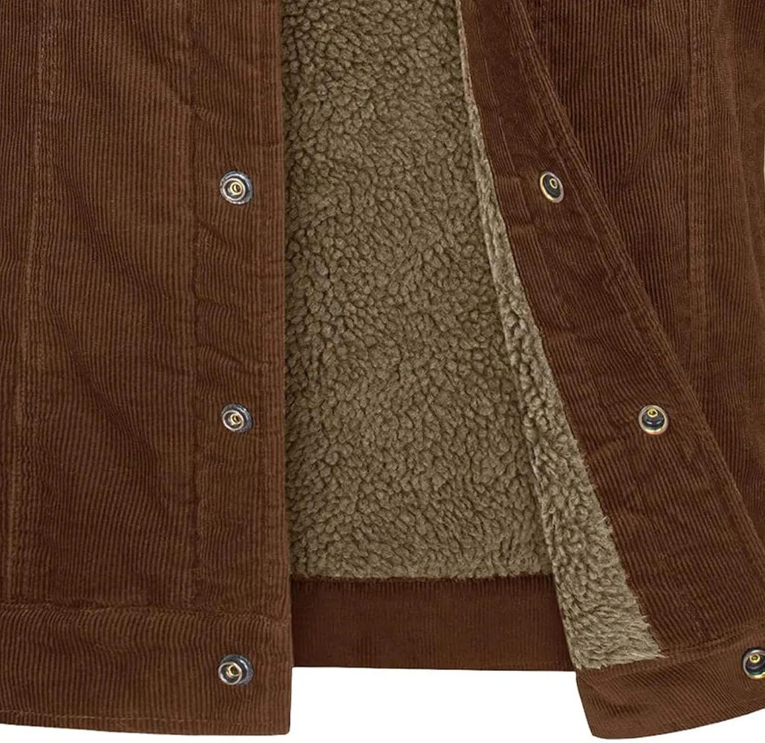 JEsilunmaMY Men's Button Down Corduroy Jacket Long Sleeve Sherpa Lined Trucker Jacket Casual Cotton Cargo Warm Winter Jacket